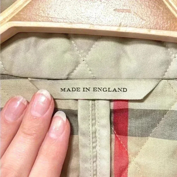 Burberry Nova Check Diamond Quilted Beige Barn Button Jacket Coat Size XL - Picture 9 of 14